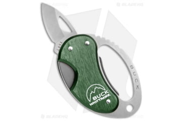 Image of Buck Knives Metro Liner Folding Knife, 1.125in, 420 Stainless Steel, Drop Point Blade, Aluminum Green Handle, Steel/Green, 3.50in, BHQ-71300