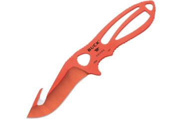 Image of Buck Knives Paklite Guthook Skinner Orange Fixed Blade Knife, 3.5in, 420HC Steel, Standard Edge, Orange, Stainless Handle BU141ORG