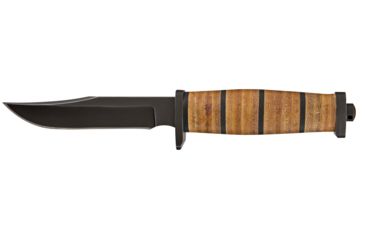Image of Buck Knives Small Brahma Knive, 420Hc Steel 4 1/2in Black Oxide Finish Blade, Leather/Micarta Handle, 0117BRS