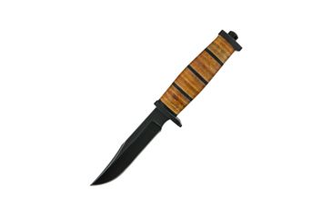 Image of Buck Knives Small Brahma Knive, 420Hc Steel 4 1/2in Black Oxide Finish Blade, Leather/Micarta Handle, 0117BRS