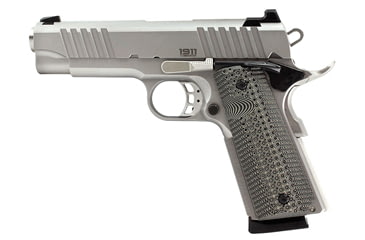 Image of BUL Armory USA 1911-Commander Pistol, .45 ACP, 4.25in barrel, stainless steel frame, custom G10 grip, recoil operated semi-automatic, Novak, 8 round magazine, BUL1911CR454.251FRRMPG