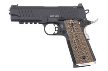 Image of BUL Armory USA 1911-EDC-4-25 Pistol, .45 ACP, 4.25in barrel, matte black stainless steel frame, custom G10 grip, recoil operated semi-automatic, fiber-optic front, U-notch rear, 8 round magazine, BUL1911EDC4.25454.251FRRMPG