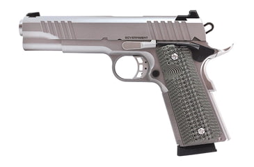 Image of BUL Armory USA 1911-Government Pistol, 9mm Luger, 5in barrel, stainless steel frame, custom G10 grip, recoil operated semi-automatic, Novak, 10 round magazine, BUL-1911 GV-9MM-5-1-FRRMPG