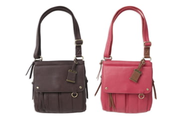 Image of Bulldog Cases Medium Cross Body Style Purse w/Holster, Chocolate Brown, Pink