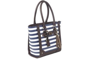 Image of Bulldog Cases &amp; Vaults Tote Style Purse w/Holsters - Navy Stripe, Navy, BDP-050