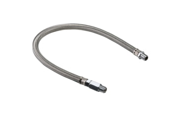 Image of Bulldog Winch Leader Hose with Check Valve 1/4in X 20in Stainless Braided, Silver, 42030
