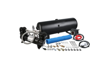 Image of Bulldog Winch On Board Air Kit, Twin Head 4.2CFM with 2.5 Gal Tank, in-Cab Gauge and Switch, Black, 41007