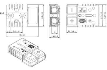 Image of Bulldog Winch Terminals 175A x 1AWG, 1pr, Silver, 20166