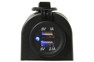 Image of Bulldog Winch USB Power Socket, Dual 5V 1A and 2.1A with Cover and 3 Mounting Brackets, Black, 20287