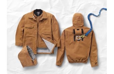 Image of Bulwark Brown Duck Lineman Hooded Jacket with Lanyard Access, Excel FR ComforTouch, Brown Duck, RGS JLH4BDRGS