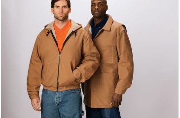 Image of Bulwark Brown Duck Lineman Hooded Jacket with Lanyard Access, Excel FR ComforTouch, Brown Duck, RGS JLH4BDRGS