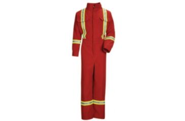 Image of Bulwark Deluxe Coverall with Reflective Trim, Nomex IIIA, RED, RG50 CNBTRDRG50