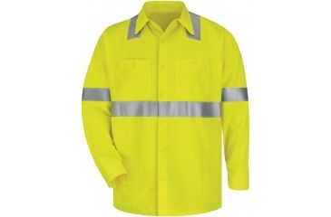 Image of Bulwark Hi-Visibility Flame-Resistant Work Shirt-Long Sleeve, Men, SMW4HV, LN3XL SMW4HVLN3XL