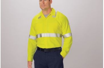 Image of Bulwark Hi-Visibility Flame-Resistant Work Shirt-Long Sleeve, Men, SMW4HV, LN3XL SMW4HVLN3XL