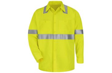 Image of Bulwark Hi-Visibility Flame-Resistant Work Shirt-Long Sleeve, Men, SMW4HV, LNXL SMW4HVLNXL