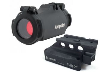 Image of Aimpoint Micro H-2 Red Dot Reflex Sight, 2 MOA Dot Reticle, w/ SIDELOK Mount, Black, Semi Matte, Anodized, 200186-KIT1