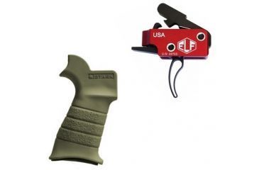 Image of Elftmann Tactical Elftmann Match Trigger Curved MATCH-C W/ Stark Equipment AR Rifle Grip, with Hook Mount, Green ANG-HM-GR MATCH-C-KIT27