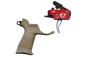Image of Elftmann Tactical Elftmann Match Trigger Curved MATCH-C W/ Stark SE-2 AR-15 Pistol Grip With CR123 Battery Storage And Sling Hook Mount FDE MATCH-C-KIT17