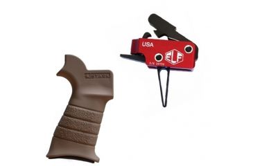 Image of Elftmann Tactical Elftmann Match Trigger Straight MATCH-S W/ Stark Equipment AR Rifle Grip, Earth ANG-EA MATCH-S-KIT18