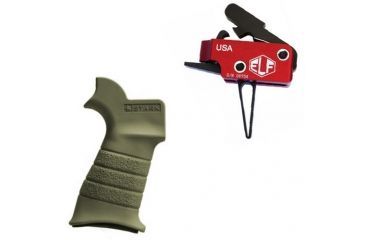 Image of Elftmann Tactical Elftmann Match Trigger Straight MATCH-S W/ Stark Equipment AR Rifle Grip, with Hook Mount, Green ANG-HM-GR MATCH-S-KIT20