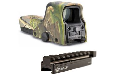 Image of EOTech 512 Red Dot Sight Aiming Dot Reticle, Real Tree Camo w/ Kinetic Development Group SIDELOK Universal Scope Riser 512.RT-KIT3