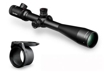 Image of Vortex Viper PST 6-24x50mm FFP Rifle Scope w/ EBR-2C MOA Reticle, Black PST-43127 + Vortex Defender Flip Cap Objective Lens 50 (55-59 mm), Black O-50 PST-43127-KIT1