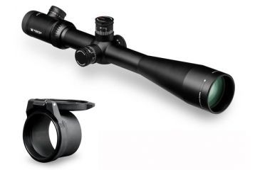 Image of Vortex Viper PST 6-24x50mm FFP Rifle Scope w/ EBR-2C MRAD Reticle, Black PST-43128 + Vortex Defender Flip Cap Objective Lens 50 (55-59 mm), Black O-50 PST-43128-KIT1
