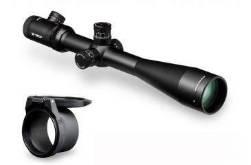 Image of Vortex Viper PST 6-24x50 FFP Rifle Scope with EBR-1 MOA Reticle + Vortex Defender Flip Cap Objective Lens 50 (55-59 mm), Black O-50 PST-624F1-A-KIT1