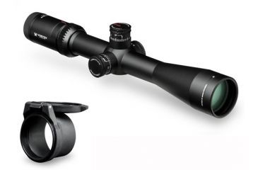 Image of Vortex Viper HS-T 4-16x44 mm Rifle Scope, 30 mm Tube, Second Focal Plane, Black, Hard Anodized, Non-Illuminated VMR-1 MRAD Reticle, Mil Rad Adjustment, w/ Vortex Defender Flip Cap, VHS-4308-KIT1