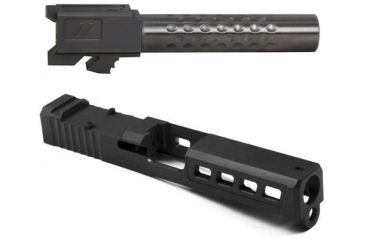 Image of Zev Technologies ZEV Dimpled Barrel For Glock 19 9mm 4 Inch Barrel Stainless Steel Finish w/ ZEV Technologies Dragonfly Stripped Gen 3 Pistol Slide, Black G19 Absolute Cowitness BPI-BBL-19-D-KIT2