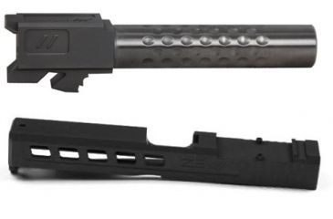 Image of Zev Technologies ZEV Dimpled Barrel For Glock 19 9mm 4 Inch Barrel Stainless Steel Finish w/ ZEV Technologies Dragonfly Stripped Gen 4 Pistol Slide, Black G19 Absolute Cowitness BPI-BBL-19-D-KIT4