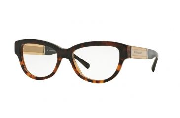 Image of Burberry BE2208F Single Vision Prescription Eyeglasses 3559-53 - Top Dk Havana/light Havana Frame