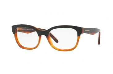 Image of Burberry BE2257F Bifocal Prescription Eyeglasses 3650-53 - Top Black On Amber Frame