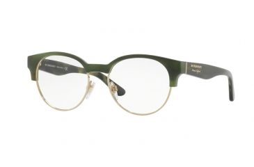 Image of Burberry BE2261 Single Vision Prescription Eyeglasses 3659-50 - Striped Green/light Gold Frame