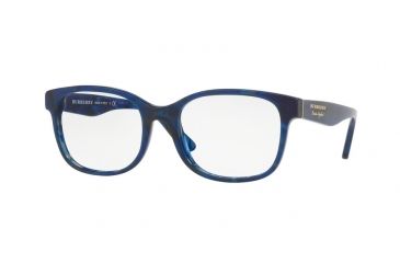 Image of Burberry BE2263F Progressive Prescription Eyeglasses 3686-53 - Blue Havana Frame