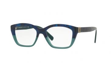 Image of Burberry BE2265 Single Vision Prescription Eyeglasses 3677-51 - Blue Havana/green Frame