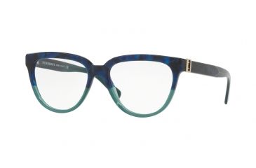 Image of Burberry BE2268 Single Vision Prescription Eyeglasses 3677-51 - Blue Havana/green Frame