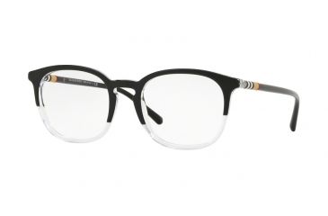 Image of Burberry BE2272 Single Vision Prescription Eyeglasses 3029-51 - Top Black On Crystal Frame
