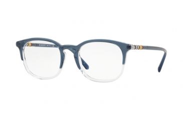 Image of Burberry BE2272 Single Vision Prescription Eyeglasses 3719-51 - Top Blue On Crystal Frame