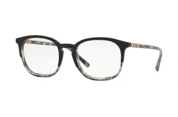 Image of Burberry BE2272 Single Vision Prescription Eyeglasses 3720-51 - Top Black On Grey Havana Frame