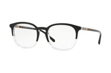 Image of Burberry BE2272F Prescription Eyeglasses 3029-53 - Top Black On Crystal Frame