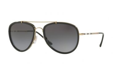 Image of Burberry BE3090Q Single Vision Prescription Sunglasses BE3090Q-1167T3-58 - Lens Diameter 58 mm, Frame Color Brushed Light Gold/black