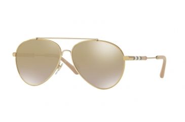 Image of Burberry BE3092Q Single Vision Prescription Sunglasses BE3092Q-11456E-57 - Lens Diameter 57 mm, Frame Color Light Gold