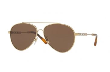 Image of Burberry BE3092Q Single Vision Prescription Sunglasses BE3092Q-114573-57 - Lens Diameter 57 mm, Frame Color Light Gold