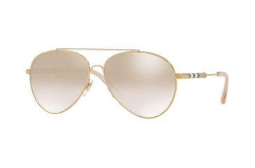 Image of Burberry BE3092Q Single Vision Prescription Sunglasses BE3092Q-11457I-57 - Lens Diameter 57 mm, Frame Color Light Gold