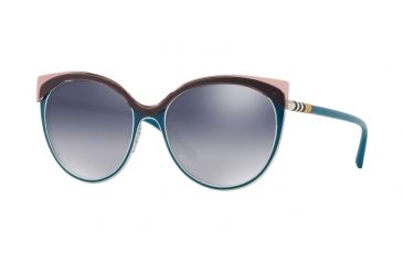 Image of Burberry BE3096 Progressive Prescription Sunglasses BE3096-12641G-55 - Lens Diameter 55 mm, Frame Color Turquoise/silver