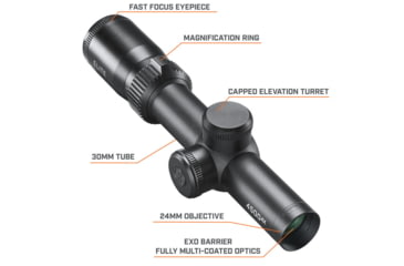 Image of Bushnell 1-4x24 Elite 4500 Rifle Scope, 30 mm, Secong Focal Plane, Multi-X, 120 MOA,Box, Black, REL1424BS3