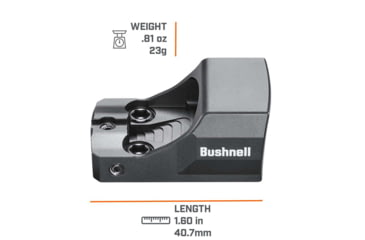 Image of Bushnell 1x21 RXU-200 Ultra-Compact Reflex Sight, 6 MOA Dot, 25 yds, Box, Black, RXU200