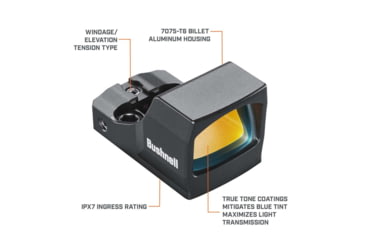 Image of Bushnell 1x21mm RXC-200 Compact Reflex Sight, 6 MOA Dot, 25 yds, Black, RXC200