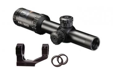 Image of Bushnell AR Optics Rifle Scope, 1-4x24mm, 30mm Tube, Second Focal Plane, Drop Zone-223 Reticle, Matte Black, w/ Millett 1 Inch to 30 mm Scope Mount, AR91424-KIT1